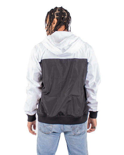 Shaka Wear Unisex Windbreaker Jacket SHWBJ #colormdl_White/ Black