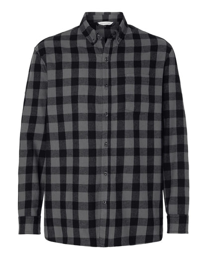 Boxercraft Men's Flannel Button Down Shirt BU7401 #color_Charcoal/ Black Buffalo