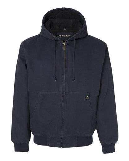 DRI DUCK Cheyenne Boulder Cloth™ Hooded Jacket with Tricot Quilt Lining Tall Sizes 5020T #color_Navy