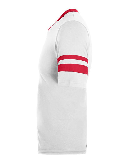 Augusta Sportswear V-Neck Jersey with Striped Sleeves 360 #color_White/ Red