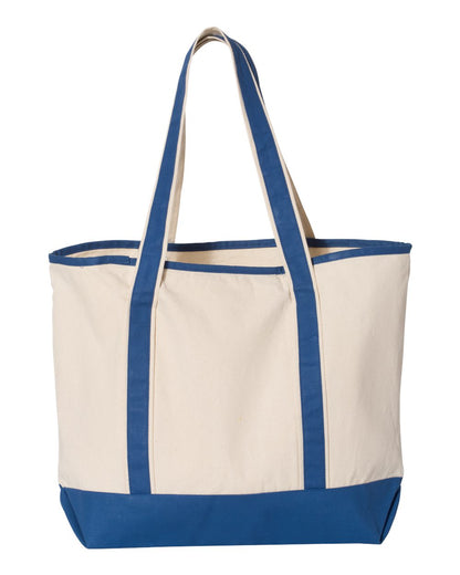 Q-Tees 34.6L Large Canvas Deluxe Tote Q1500 #color_Natural/ Royal