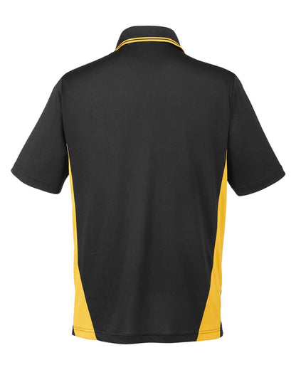 Harriton Men's Flash Snag Protection Plus IL Colorblock Polo M386 #color_Black/ Sunray Yellow