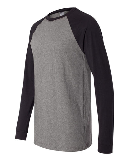 BELLA + CANVAS Men's Long Sleeve Jersey Baseball Tee 3000 #color_Deep Heather/ Black
