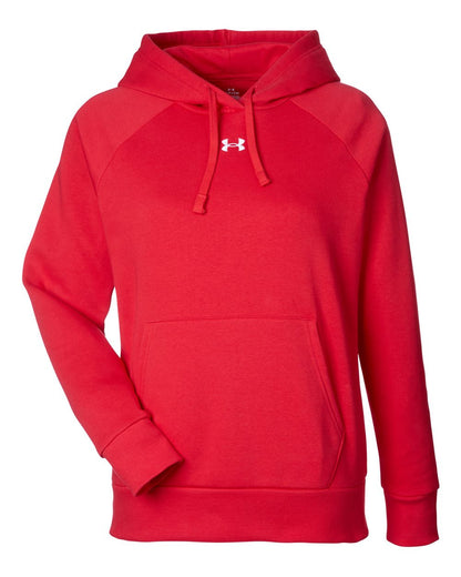 Under Armour Women's Rival Fleece Hooded Sweatshirt 1379500 #color_Red/ White
