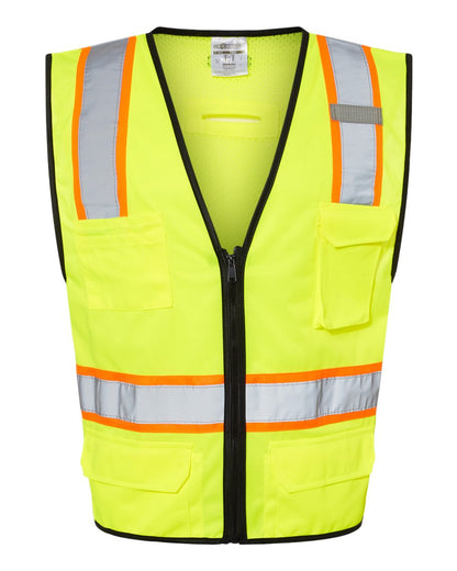 Kishigo Unisex 6 Pocket Contrast Class 2 Vest 1580-1581 #color_Lime