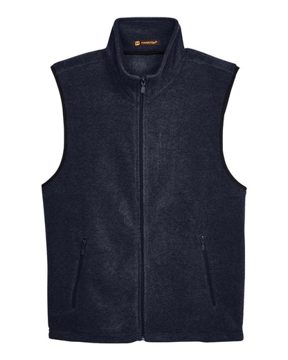Harriton Unisex Fleece Full-Zip Vest M985 #color_Navy
