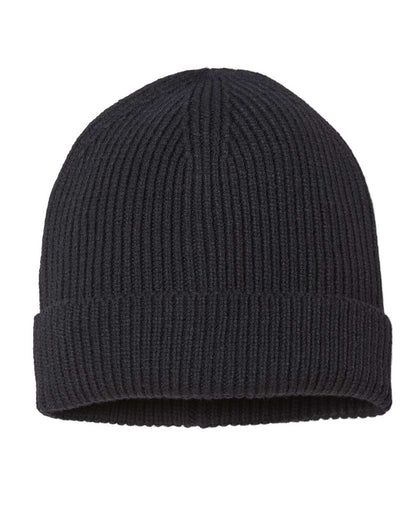 Atlantis Headwear Sustainable Fine Rib Cuffed Beanie ANDY #color_Black