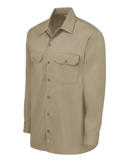 Dickies Men's Tall Long Sleeve Work Shirt 5574T #color_Khaki