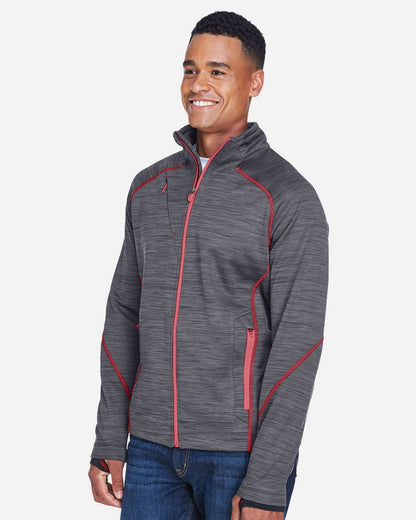 North End Men's Flux Mélange Bonded Fleece Jacket 88697 #colormdl_Carbon/ Olympic Red