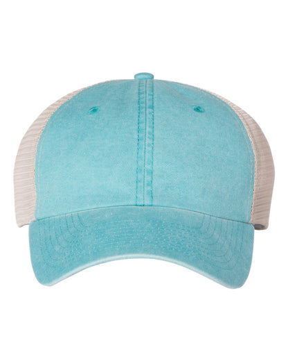 Valucap Pigment-Dyed Trucker Cap SP510 #color_Aqua/ Stone