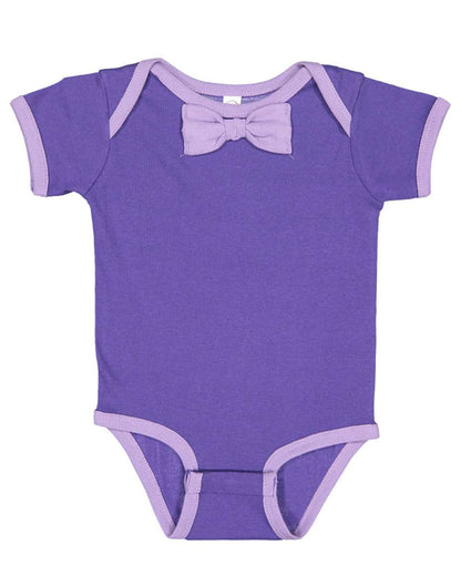 Rabbit Skins Infant Baby Rib Bow Tie Bodysuit 4407 #color_Purple/ Lavender