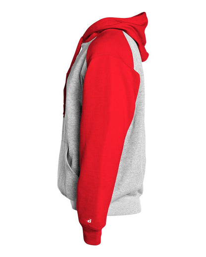 Badger Youth Sport Athletic Fleece Hooded Sweatshirt 2449 #color_Oxford/ Red