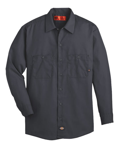 Dickies Men's Tall Industrial Long Sleeve Work Shirt L535T #color_Dark Charcoal