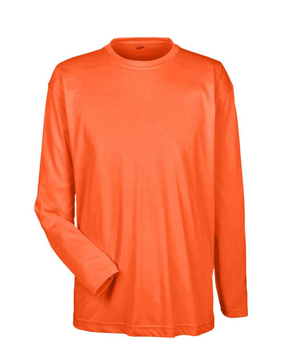UltraClub Men's Cool & Dry Sport Long Sleeve Performance Interlock T-Shirt 8422 #color_Bright Orange
