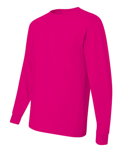 JERZEES Men's Dri-Power® Long Sleeve 50/50 T-Shirt 29LSR #color_Cyber Pink