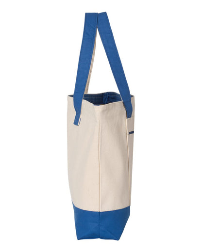 Q-Tees 19L Zippered Tote Q1300 #color_Natural/ Royal