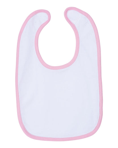 Rabbit Skins Infant Contrast Trim Premium Jersey Bib 1004 #color_White/ Pink