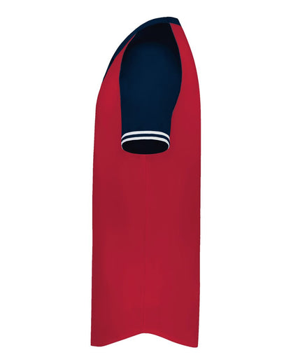 Augusta Sportswear Cutter Henley Jersey 6905 #color_Scarlet/ Navy