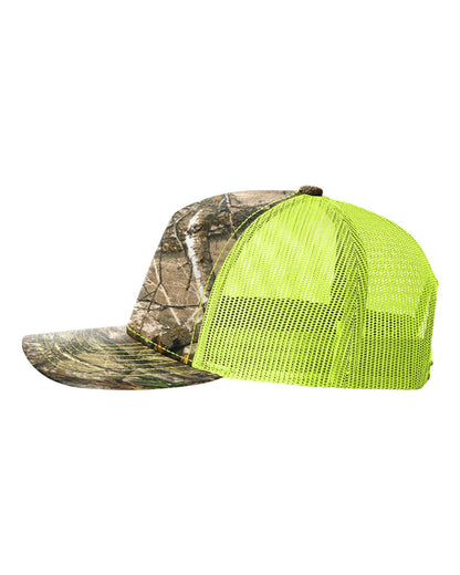 Richardson Five-Panel Printed Trucker Cap 112PFP #color_Realtree Edge/ Neon Yellow