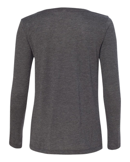 BELLA + CANVAS Women's Flowy Long Sleeve V-Neck Tee 8855 #color_Dark Grey Heather