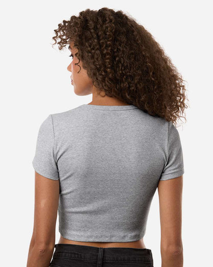 American Apparel Women's Baby Rib Cropped Tee BR210 #colormdl_Heather Grey
