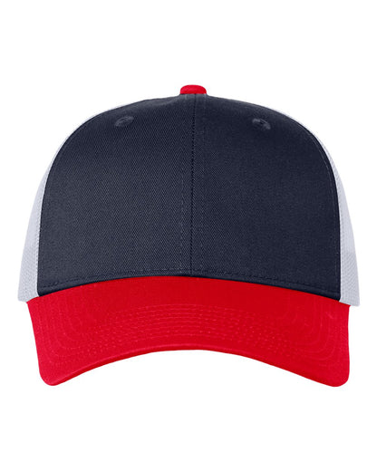 Valucap Mesh-Back Twill Trucker Cap VC400 #color_Navy/ White/ Red