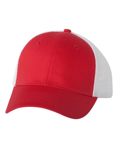 Valucap Mesh-Back Twill Trucker Cap VC400 #color_Red/ White