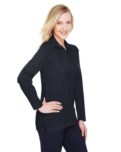 Devon & Jones Women's CrownLux Performance® Plaited Long Sleeve Polo DG20LW #colormdl_Black