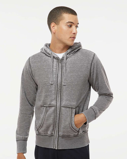 J. America Men's Vintage Zen Fleece Full-Zip Hooded Sweatshirt 8916 #colormdl_Cement