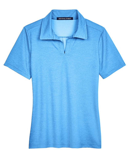 Devon & Jones Women's CrownLux Performance® Address Melange Polo DG22W #color_Ocean Blue Heather