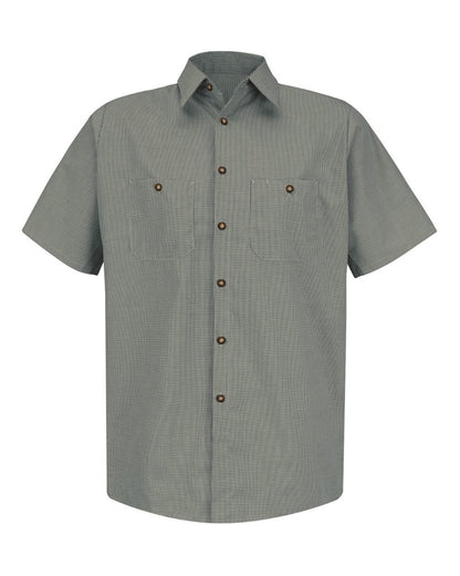 Red Kap Men's Premium Short Sleeve Work Shirt SP20 #color_HK-Hunter Green/ Khaki