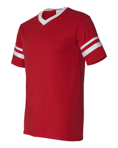 Augusta Sportswear V-Neck Jersey with Striped Sleeves 360 #color_Red/ White