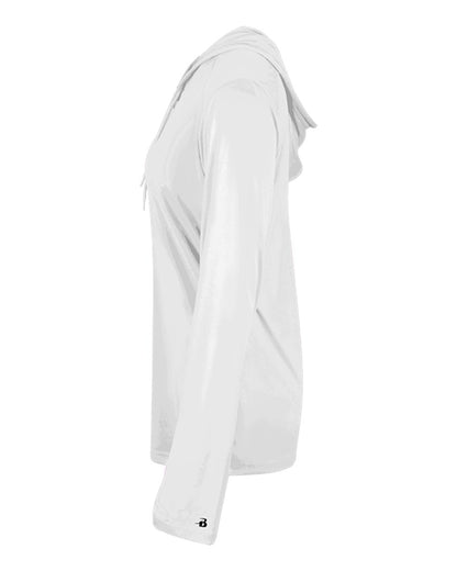 Badger Women's B-Core Long Sleeve Hooded T-Shirt 4165 #color_White