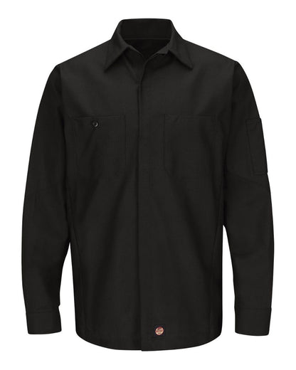 Red Kap Men's Long Sleeve Automotive Crew Shirt SY10 #color_Black