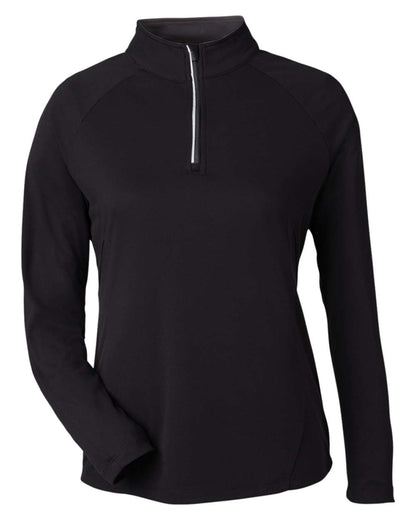 CORE365 Women's Origin Performance Pique Quarter-Zip Pullover CE418W #color_Black/ Carbon