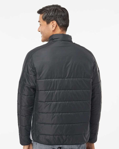 Adidas Men's 3 Stripe Puffer Full-Zip Jacket A570 #colormdl_Black