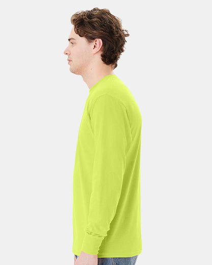 Hanes Unisex Workwear Long Sleeve Pocket T-Shirt W120 #colormdl_Safety Green
