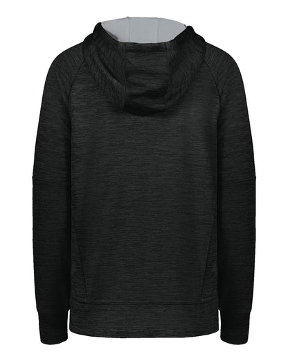 Holloway Women's All-Pro Performance Fleece Hooded Sweatshirt 223780 #color_Black Heather/ Silver