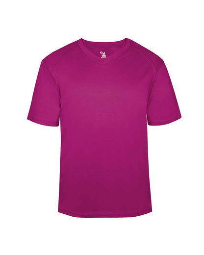 Badger Youth B-Core V-Neck T-Shirt 2162 #color_Hot Pink