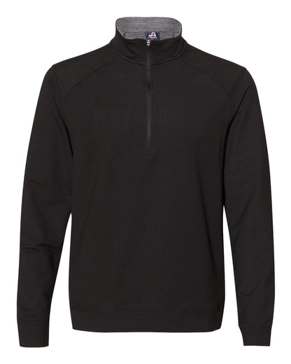 J. America Men's Omega Stretch Quarter-Zip Pullover 8434 #color_Black Triblend