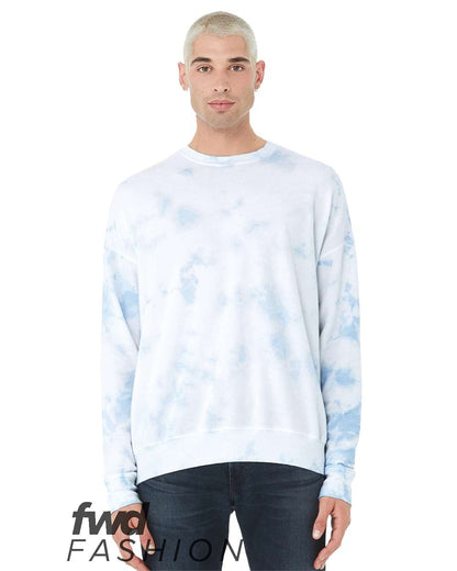 BELLA + CANVAS FWD Fashion Tie-Dyed Crewneck Sweatshirt 3945RD #color_White/ Sky Blue