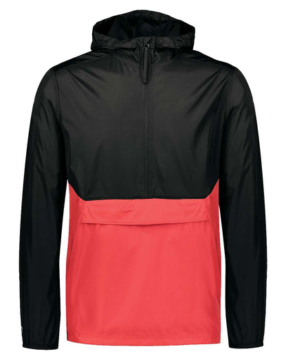 Holloway Men's Packable Quarter-Zip Jacket 229534 #color_Black/ Scarlet
