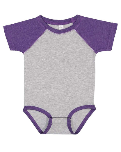 Rabbit Skins Infant Baseball Fine Jersey Bodysuit 4430 #color_Vintage Heather/ Vintage Purple