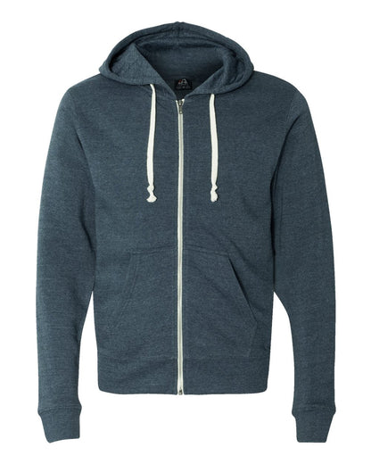 J. America Men's Triblend Full-Zip Hooded Sweatshirt 8872 #color_Navy Triblend