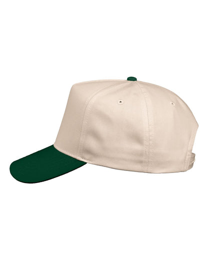 Valucap Five-Panel Twill Cap 8869 #color_Natural/ Forest Green