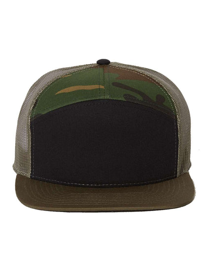 Richardson Seven-Panel Trucker Cap 168 #color_Black/ Camo/ Loden