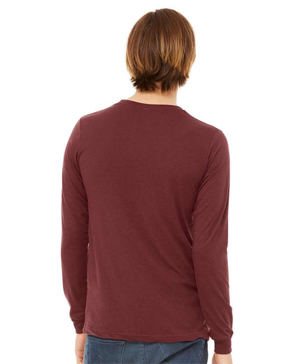 BELLA + CANVAS Heather CVC Long Sleeve Tee 3501CVC #colormdl_Heather Cardinal