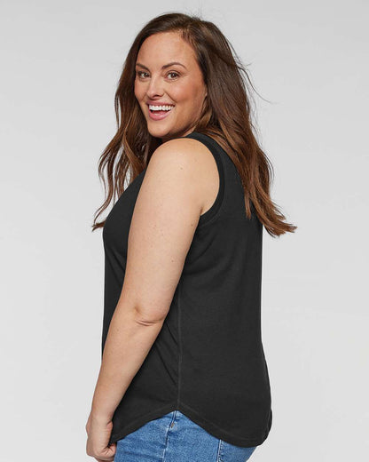 LAT Women's Curvy Relaxed Fine Jersey Tank 3892 #colormdl_Black