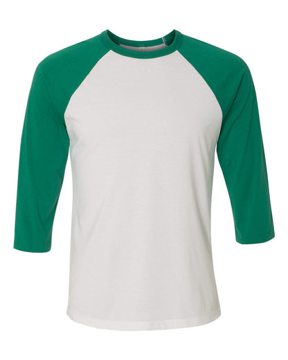 BELLA + CANVAS Three-Quarter Sleeve Baseball Tee 3200 #color_White/ Kelly