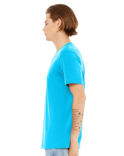 BELLA + CANVAS Heather CVC V-Neck Tee 3005CVC #colormdl_Neon Blue